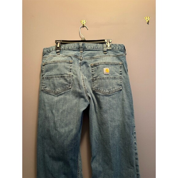 Carhartt Jeans Mens 36x32 Blue Light Wash Straight Leg Relaxed Fit - Picture 6 of 8